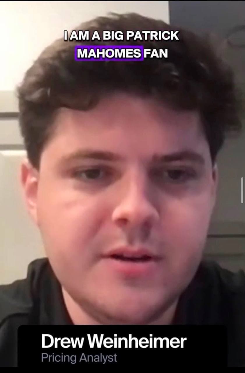 Drew Weinheimer, ALT Pricing Analyst, identified in social video with on-screen title card